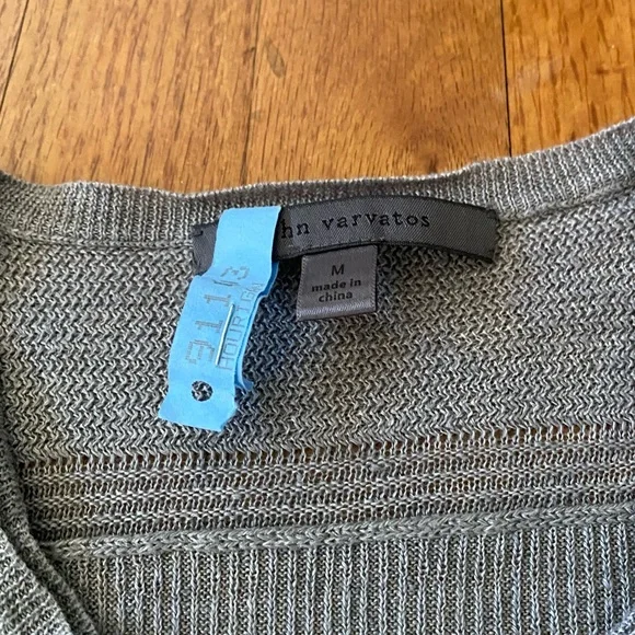 John Varvatos Linen Gray HenleyLightweight Knit Sweater